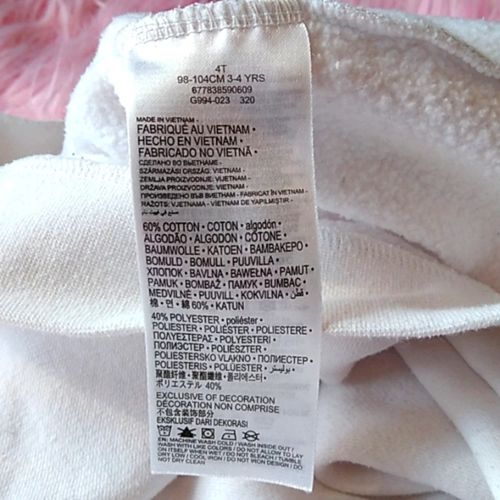 Nike Girls Crew Neck Long Sleeved Sweatshirt, Sz 4T White & Pink - Picture 6 of 6